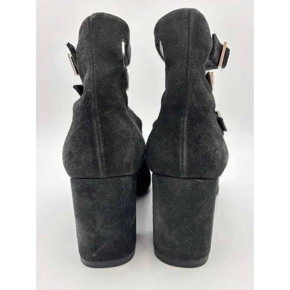 Saint Laurent Suede Gladiator Sandals Black Suede Size 37.5 / 7.5 Buckles - Picture 5 of 16